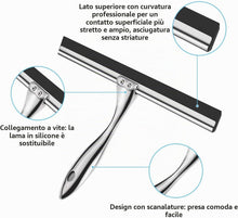Carica l'immagine nel visualizzatore di Gallery, Ibergrif M34101 - Tergivetro da Bagno, Tergicristallo per Doccia, Senza Perforazione, Lavavetri Spazzola con Gancio, Tira Vetri, Acciaio, Cromo