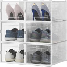 Carica l'immagine nel visualizzatore di Gallery, BAKAJI 6 x Scatole per scarpe Portascarpe Impilabili con Coperchi, Assemblaggio Facile, Porta Scarpe Salvaspazio Trasparenti, Contenitori Box Organizer Portaoggetti, (Set 6 Pz, 35 x 25 x 19 cm)