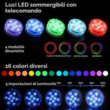 Carica l'immagine nel visualizzatore di Gallery, Luce LED Sommergibili con Telecomando RGB - Luci Piscina Impermeabili 16 Colori per Acquario, Stagno, Vasca da Bagno, Gi