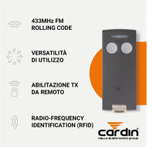 Carica l'immagine nel visualizzatore di Gallery, Cardin TXQ504C2 Telecomando Cancello 2 Canali 433 MHz Precodificato S504