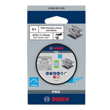 Carica l'immagine nel visualizzatore di Gallery, Bosch Professional 5 Dischi Expert for Inox, per acciaio inossidabile, 5 x 76 x 10 x 1 mm, accessorio per smerigliatrice