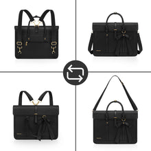 Carica l'immagine nel visualizzatore di Gallery, MOSISO Borsa Porta PC Donna,15-15,6 Pollici Laptop in Pelle PU Borsa a Tracolla Convertibile,16 Pollici Borse Messenger Casual Lavoro Viaggio Computer Custodia con Nodo a Fiocco,Nero