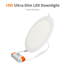 Carica l'immagine nel visualizzatore di Gallery, JANDEI – Confezione da 4 faretti LED da incasso rotondi, 18W, 1500 lumen, extrapiatti 13 mm, foro di montaggio Ø200-205 