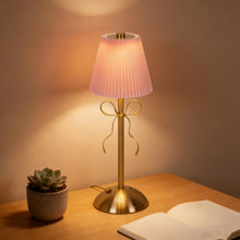 Carica l'immagine nel visualizzatore di Gallery, Lampada da Tavolo a LED,Piccola Lampada da Tavolo con Fiocco Dorato,Lampada da Scrivania a LED Ricaricabile,Lampada da T