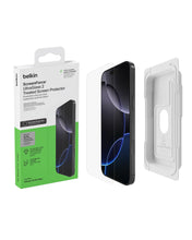 Carica l'immagine nel visualizzatore di Gallery, Belkin ScreenForce UltraGlass 2 Pellicola Vetro per iPhone 16 Pro Max, antigraffio, durezza di 9H, sottile, include un s