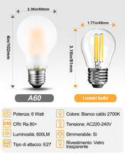 Carica l'immagine nel visualizzatore di Gallery, BRIMAX LED E27 Dimmerabile Lampadina G45, Bianco Caldo 2700K 6W