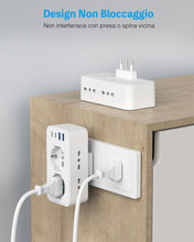 Carica l'immagine nel visualizzatore di Gallery, Presa Multipla con 2 Schuko e 4 Prese IT, Spina Italiana, Multipresa Salvaspazio con 4 USB, Adattatore Spina 16A per Cuc