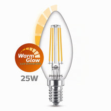 Carica l'immagine nel visualizzatore di Gallery, PHILIPS LED Lampadina Candle &amp; Lustre, Oliva, Filamento, WarmGlow, 2.5-25W, Dimmerabile, E14, 1 pezzo