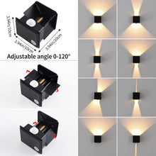 Carica l'immagine nel visualizzatore di Gallery, Applique da Parete con Sensore di Movimento LED Moderno Lampada Esterno Interno Bianco Caldo 3000K a Muro Angolo del Fas