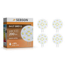 Carica l'immagine nel visualizzatore di Gallery, SEBSON Lampadina LED G4 2,5W Rotondo - Set da 4 - 200lm, Bianca Calda 2900K