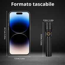 Carica l'immagine nel visualizzatore di Gallery, Azyvum Torcia LED Ricaricabile, Mini Super Luminoso Torcia Potente, 3 Modalità di Illuminazione, Alta Potente, Zoomabile