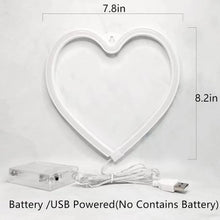 Carica l'immagine nel visualizzatore di Gallery, Segno del Heart Led 2 pezzi,Lampada al neon a forma di cuore d'amore di San Valentino alimentata a batteria per Matrimon