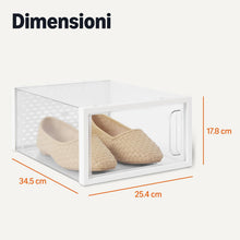 Carica l'immagine nel visualizzatore di Gallery, Amazon Basics Scatole per scarpe impilabili e pieghevoli, formato grande, confezione da 12, Trasparente