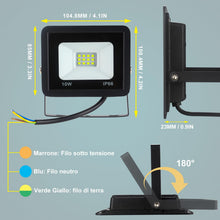 Carica l'immagine nel visualizzatore di Gallery, Faretto LED da Esterno da 10w, LED da Cantiere Super Luminose da 1080 Lm, Ip66 Impermeabile, Proiettore LED per Esterni 