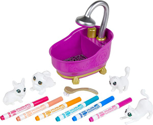 CRAYOLA Washimals Pets - Set Attività Colora Lava Ricolora con Cuccioli con Vasca da Bagno Funzionante, Cagnolini e Gattini, Ideale da Regalare, Età Consigliata: da 3 Anni