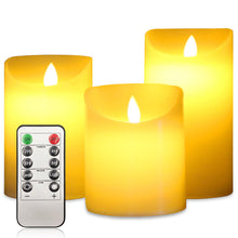 Carica l'immagine nel visualizzatore di Gallery, Candele LED finte fiamma oscillante set 3 (10cm, 12.5cm, 15cm), natale decorazioni, lanterne natalizie da interno, bianc