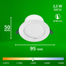 Carica l'immagine nel visualizzatore di Gallery, Philips Diamond Cut UltraEfficient, Faretto ad incasso, Seconda generazione, 2.2W, 345lm, 90cm, Luce Bianca Calda 3000K,