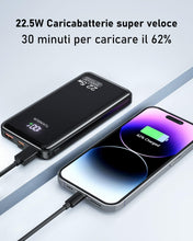 Carica l'immagine nel visualizzatore di Gallery, Power Bank 20000mAh PD3.0 QC4.0 22,5W Powerbank Ricarica Rapida, Ingresso e Uscita USB C Caricatore Portatile Powerbank Con Display LCD per Smartphone smartwatch ecc