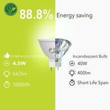 Carica l'immagine nel visualizzatore di Gallery, GY GU5.3 Lampadine LED 12V, MR16 4.5W (equivalenti a 40W), 663 Lumen 4000K LED Luce Naturale, Lampadina 120° Angolo del 