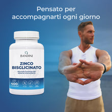 Carica l'immagine nel visualizzatore di Gallery, Bandini® Zinco Bisglicinato 400 Compresse (Scorta 13 Mesi), 100% Vegano