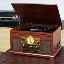 Carica l'immagine nel visualizzatore di Gallery, Mersoco Giradischi Vinile Bluetooth con altoparlanti stereo, Convertitore LP da vinile a MP3 con CD, lettore di cassette, radio FM, Aux in e prese per cuffie