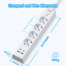 Carica l'immagine nel visualizzatore di Gallery, TOPREK Ciabatta Multipresa Elettrica con 4 Prese e 2 USB A 2 USB C, 2M Cavo