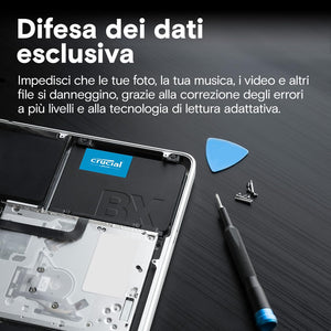 Crucial BX500 CT480BX500SSD1 SSD Interno, 480 GB, 3D NAND, SATA, 2.5 Pollici