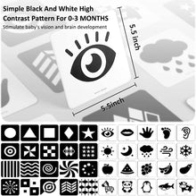 Carica l'immagine nel visualizzatore di Gallery, beiens Sensory Toys Cards, Black and White Newborn Brain Development Toy, Visual Stimulation Learning Activity Cards for