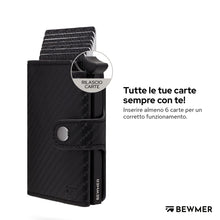 Carica l&#39;immagine nel visualizzatore di Gallery, BEWMER Porta Carte di Credito 2 | Portafoglio Slim da Uomo e Donna con Rfid Protection Anticlonazione | Porta Tessere e Soldi con Portamonete (Nero Carbon)