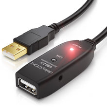 Carica l'immagine nel visualizzatore di Gallery, deleyCON 10m USB 2.0 Ripetitore Cavo di Estensione Attivo con Amplificatore di Segnale Porte USB-A e USB-A - Nero