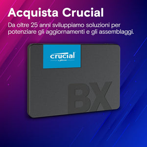 Crucial BX500 CT480BX500SSD1 SSD Interno, 480 GB, 3D NAND, SATA, 2.5 Pollici