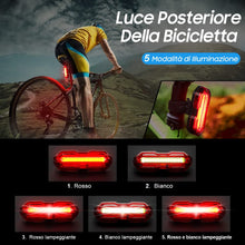 Carica l'immagine nel visualizzatore di Gallery, Luci Biciclette LED, Anteriore e Posteriore USB Ricaricabile e Impermeabile IP65, 1200 mAh luci MTB per Uomini Donne, Bambini, Combinazione di Luci per Mountain Bike Impermeabili