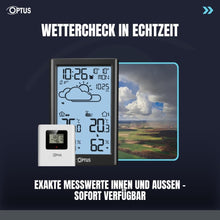 Carica l'immagine nel visualizzatore di Gallery, Optus Easy Stazione meteo con sensore esterno, orologio DCF