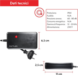 PATTLER® Repellente Indoor Martore con Ultrasuoni - Protezione Casa, Soffitte, Fienili, Garage O Carport, Protezione Immediata e a Lungo Termine - Funziona con Collegamento alla Rete Elettrica - 1 Pz