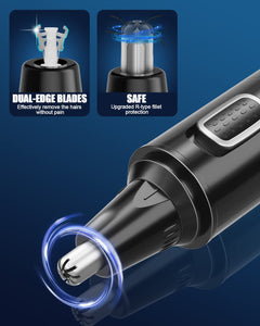 Tagliapeli Naso e Orecchie 3 in 1 Set Ricaricabile via USB, Tagliacapelli Professionale Indolore per Sopracciglia e Viso, Impermeabile, Adatto a Uomini e Donne, Nero