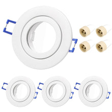 Carica l'immagine nel visualizzatore di Gallery, KYOTECH Cornice Faretti da Incasso, Set da 4 230 V, impermeabili, IP44, colore Bianco, montaggio LED, rotondi, incasso 6