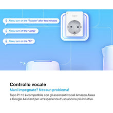Carica l'immagine nel visualizzatore di Gallery, Tapo P110 Presa Smart WiFi Monitoraggio Energia 16A 3680W Alexa, 2pz