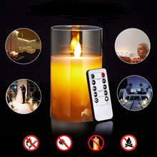 Carica l'immagine nel visualizzatore di Gallery, Candele LED, Flickering Flameless Candele, Candele a Batteria with Glass con Telecomando a 10 Tasti, Realizzato in Vera 