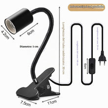 Carica l'immagine nel visualizzatore di Gallery, Portalampada E27 con Pinza, Portalampada con Clip in Metallo Luce da Lettura a Collo D'oca in Ruotabile a 360° Lampada d