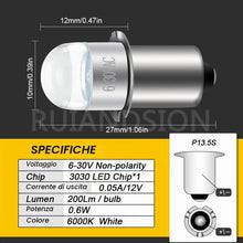 Carica l'immagine nel visualizzatore di Gallery, Ruiandsion Lampadina LED di Aggiornamento P13.5S 6-30V 6V 9V 12V 18V 24V di Ricambio per Lampade e Lanterne da Lavoro Ry