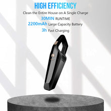 Carica l'immagine nel visualizzatore di Gallery, URAQT Aspirabriciole Senza Fili, Aspirapolvere Portatile Ricaricabile, 12V 120W 4.5k PA Multifunzione Aspirapolvere a Mano Potente, 30 Minuti di Lavoro USB, Bbuono per Casa/Auto/Ufficio