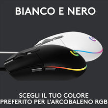 Carica l&#39;immagine nel visualizzatore di Gallery, Logitech G G203 LIGHTSYNC Mouse Gaming con Illuminazione RGB, Personalizzabile, 6 Pulsanti Programmabili, Sensore per Gaming, Tracciamento a 8.000 DPI, Peso Ridotto - Nero