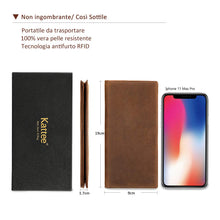Carica l&#39;immagine nel visualizzatore di Gallery, Kattee Portafoglio Uomo Verticale in Vera Pelle, Portacarte con Grande Capacità, Portamonete Fatto con Lavorazione di Crazy-horse or Vegetable-tanned (marrone con scatola)
