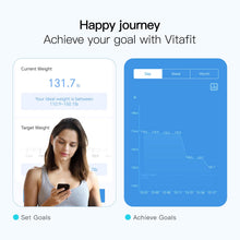 Carica l'immagine nel visualizzatore di Gallery, Vitafit Bilancia Pesapersone Impedenziometrica, Pesatura Professionale in Fabbrica dal 2001, App Sync 13 Composizione Corporea Incluso BMI, Grasso Corporeo e Cuscoli, 182kg Nero