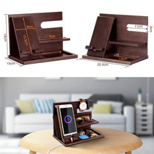 Carica l'immagine nel visualizzatore di Gallery, Regalo Uomo Natale Compleanno, Docking Station per Telefono in Legno, Organizer per Comodino, festa del papa, Regali San Valentino Uomo, Marito, Organizzatore da Ufficio, Accessori da Scrivania