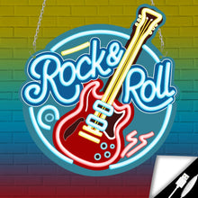 Carica l'immagine nel visualizzatore di Gallery, RuCvixkt Rock Roll Segno Neon per Decorazione Murale, LED Dimmabile con Chitarra Rock Roll per Studio Musicale, Salone, 