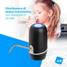 Carica l'immagine nel visualizzatore di Gallery, NK Dispenser di acqua – Dispenser automatico, ricarica USB, dosatore in acciaio, senza BPA, Acqua Fredda, 1200 mAh, 1,5 