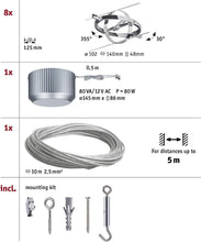 Carica l&#39;immagine nel visualizzatore di Gallery, Paulmann 94153 Sistema Cavo Cardan Max. 8x10W GU5,3 Cro Opaco/Cromo 230/12V...