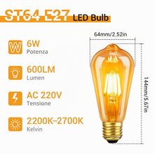 Carica l'immagine nel visualizzatore di Gallery, SCNNC Lampadina Vintage Edison E27 Dimmerabile 6W LED Retro E27 ST64