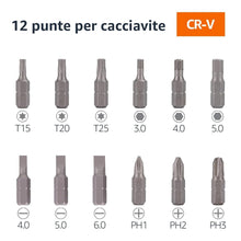 Carica l'immagine nel visualizzatore di Gallery, Amazon Basics Set di cacciavite magnetico a cricchetto, 12 pezzi in 1, Blu